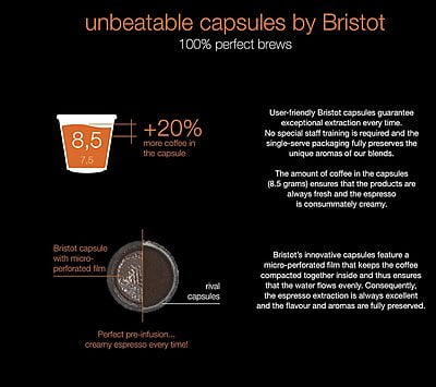 Bristot Decaffeinated BLUE Capsules CS/50pce Bristot Decaffeinated BLUE Capsules CS/50pce